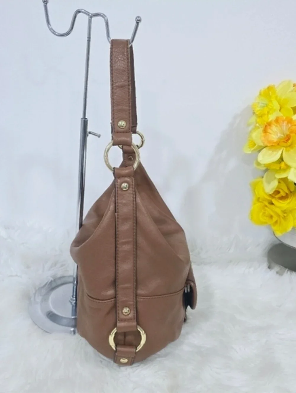 Michael Kors Fulton Hobo Brown Leather Women's Shoulder Bag